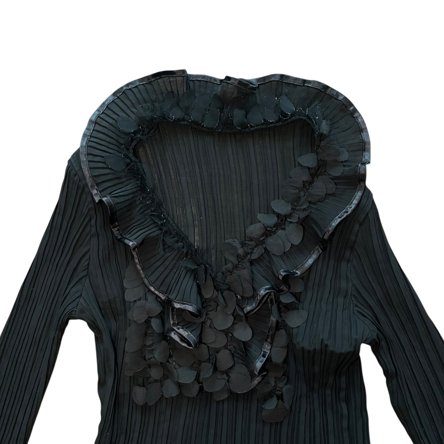 Vintage Black Pleated Blouse