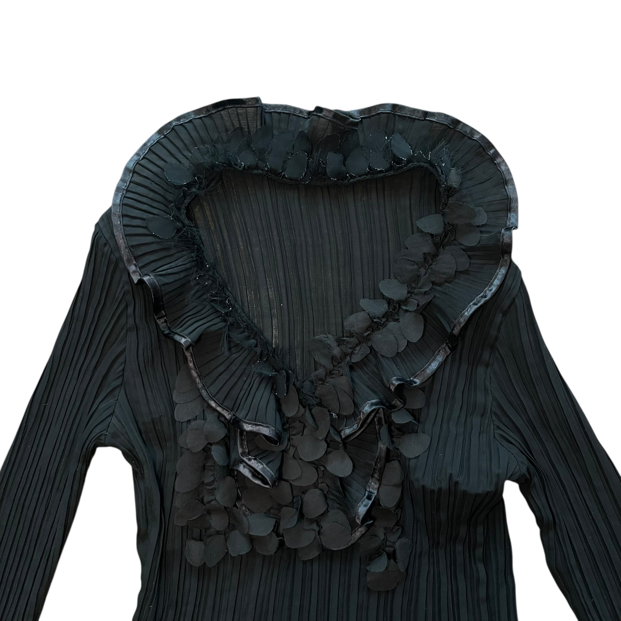 Vintage Black Pleated Blouse