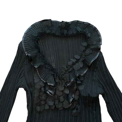 Vintage Black Pleated Blouse