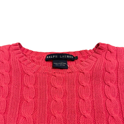 Y2K Ralph Lauren Hot Pink Cable Knit Sweater
