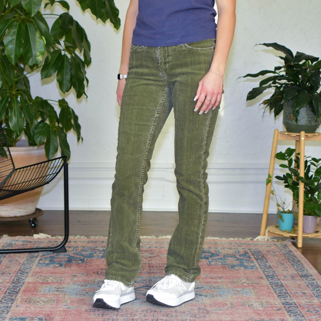 Y2k Green Corduroy Flare Pants