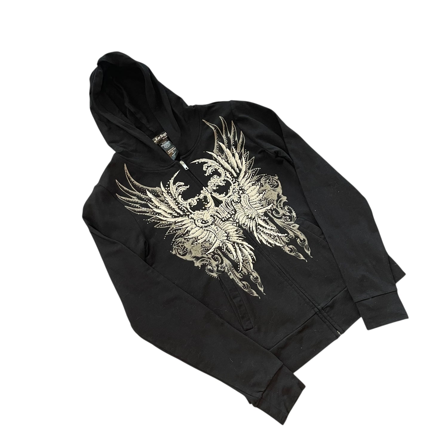 Y2k Los Angeles Bus Stop Bedazzled Skull Hoodie