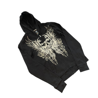 Y2k Los Angeles Bus Stop Bedazzled Skull Hoodie