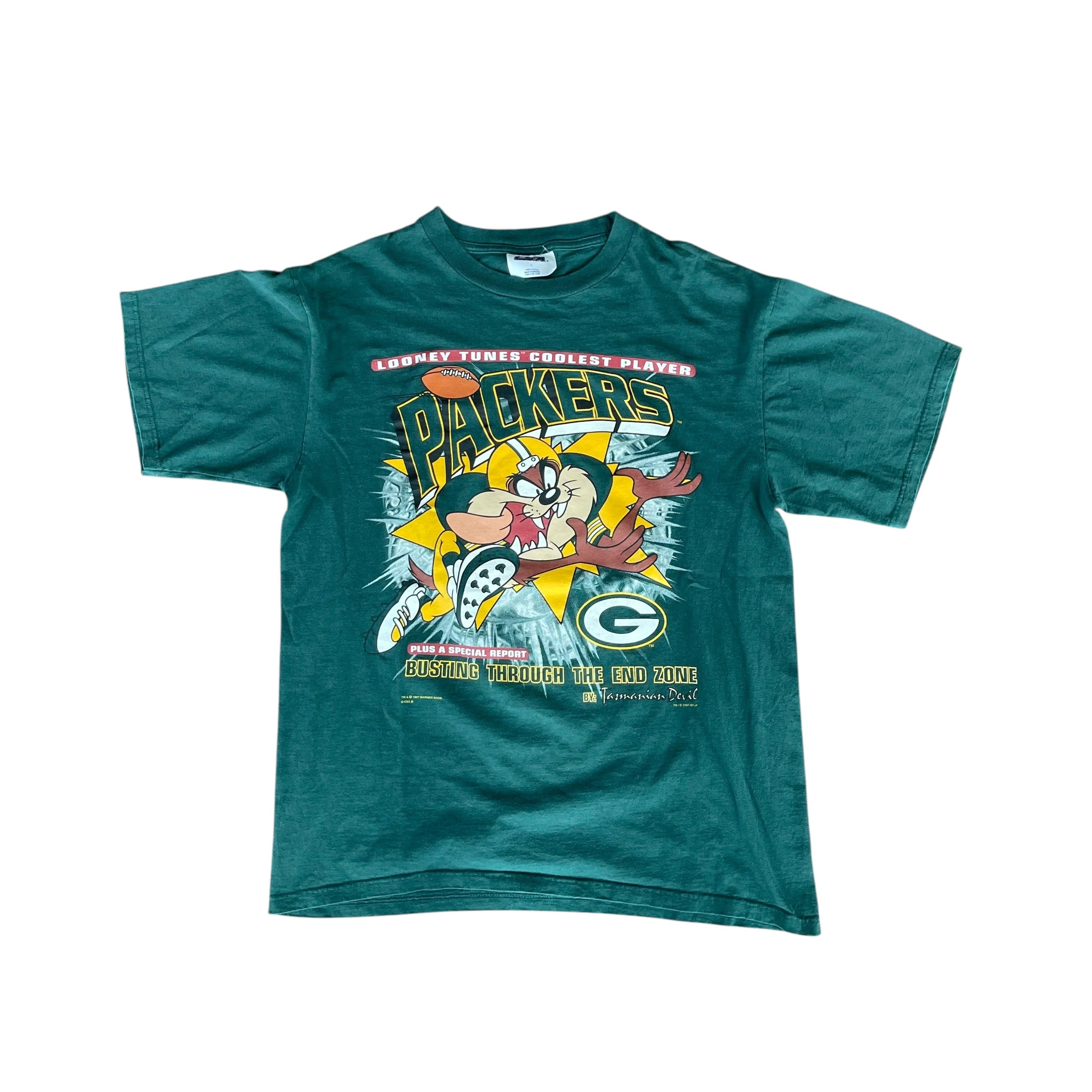 Vintage 1997 Looney Tunes Taz Green Bay Packers T-Shirt