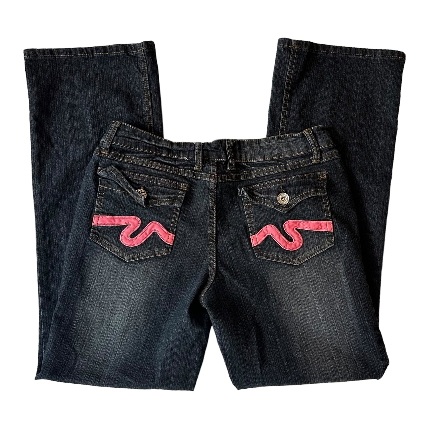 Y2k Zoey &amp; Beth Pink Pocket Flare Jeans