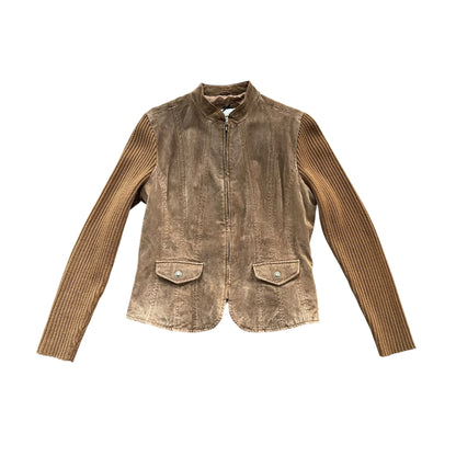 Vintage Y2K Live a Little Leather &amp; Knit Jacket