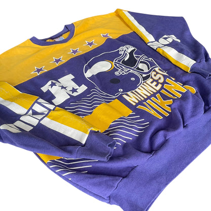 Vintage 90s Minnesota Vikings All-Over-Print Sweatshirt