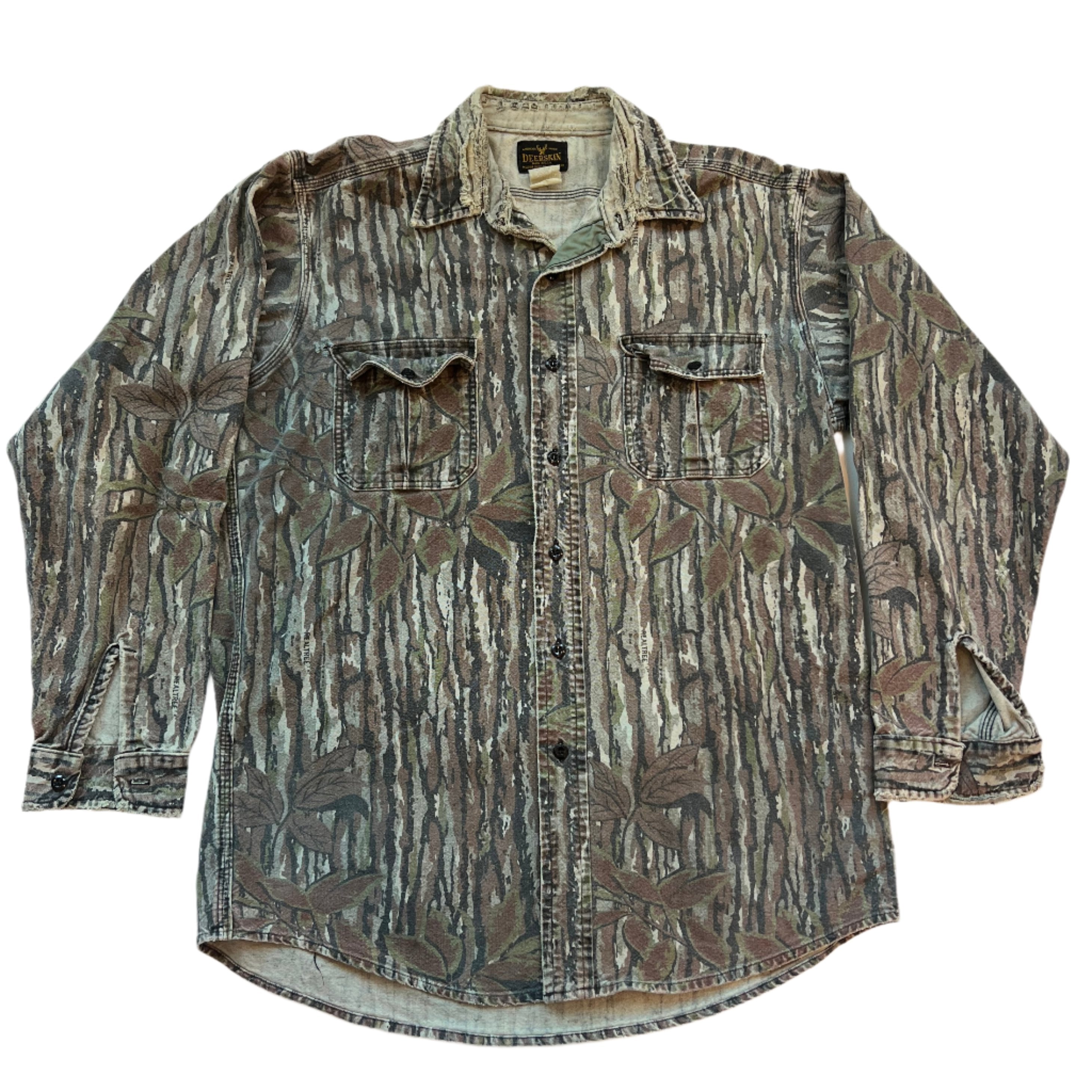 Vintage Deerskin Green Camo Long Sleeve Button Up