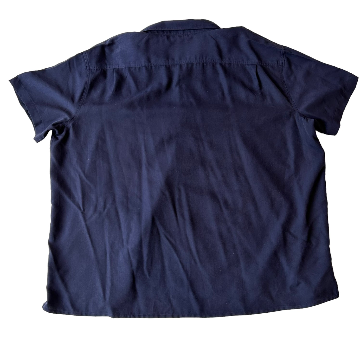 Y2k Navy Short Sleeve Button Up