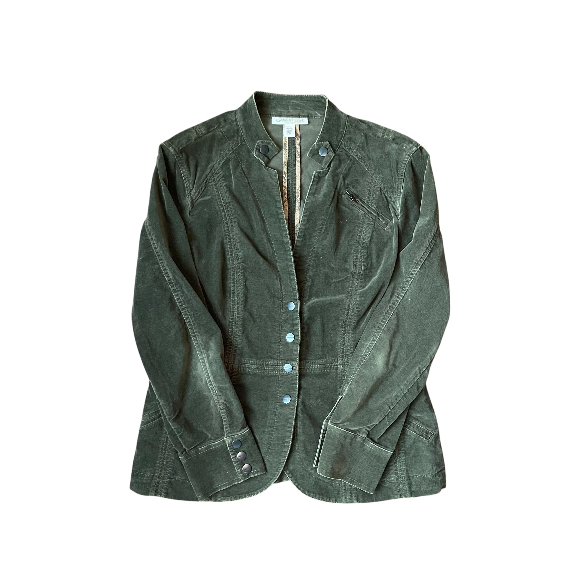 Vintage Y2K Silver Jeans Green Corduroy Suit Jacket