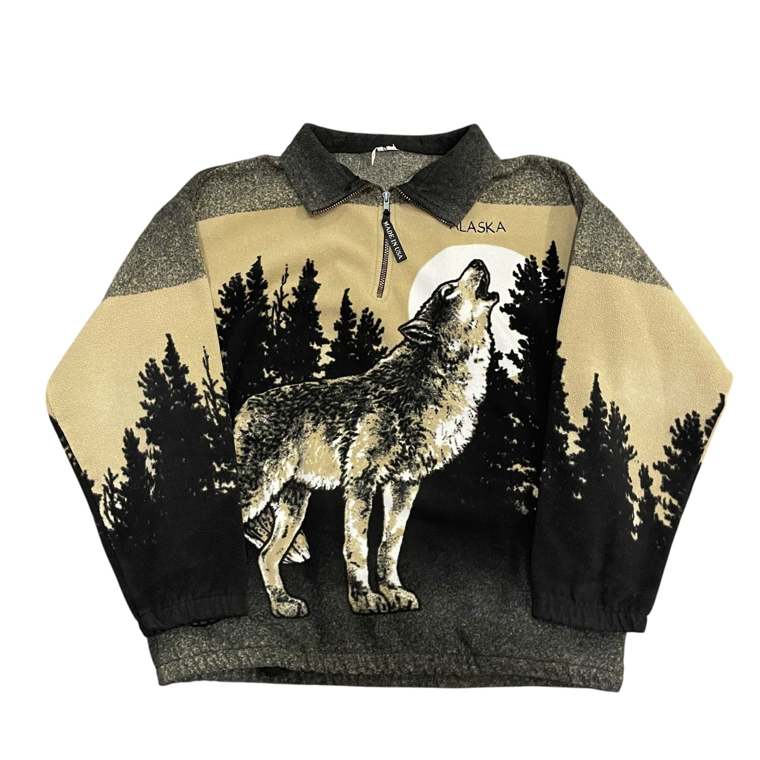 Vintage Wolf in the Woods Fleece Jacket