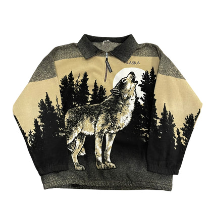 Vintage Wolf in the Woods Fleece Jacket