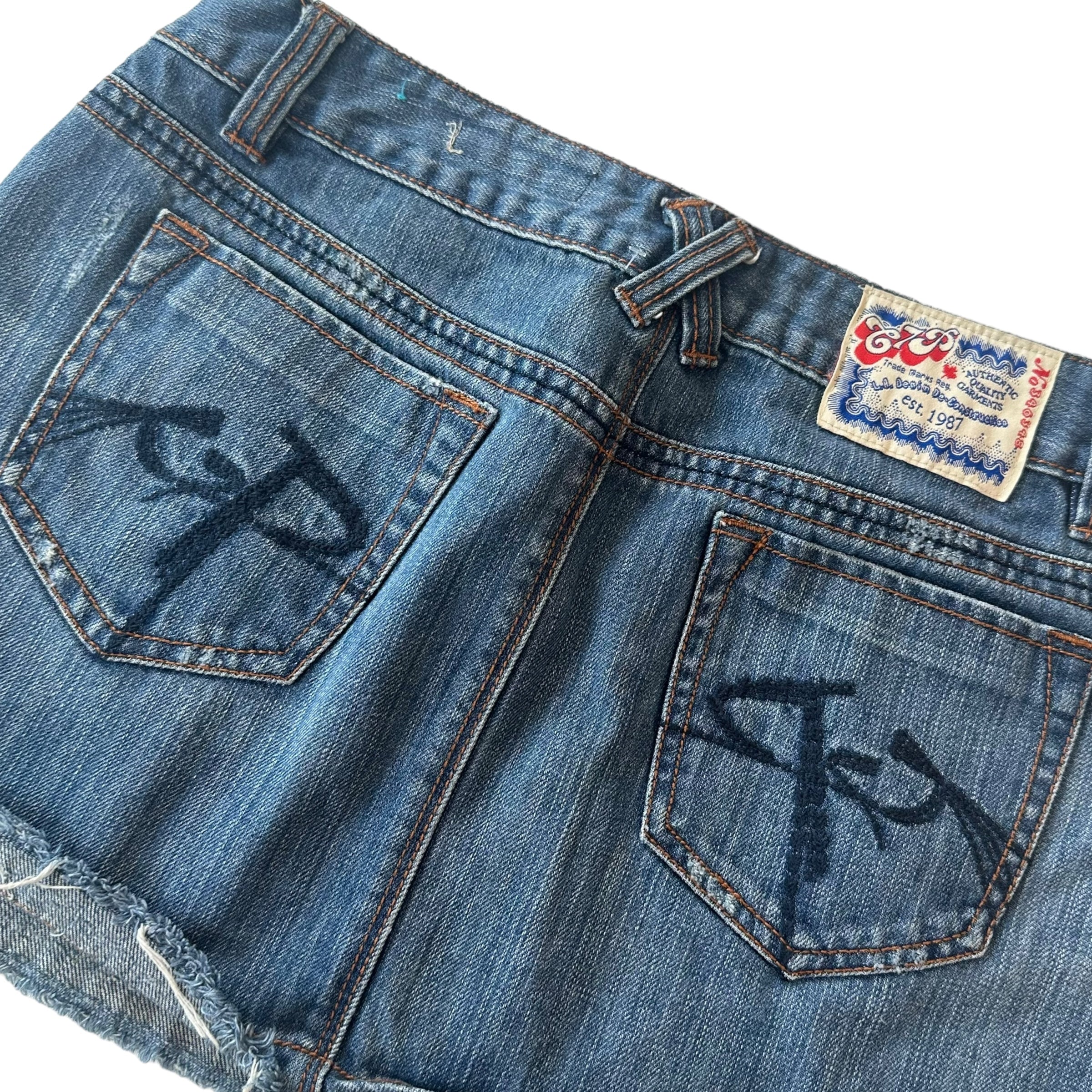 Y2k Chip &amp; Pepper Denim Mini Skirt