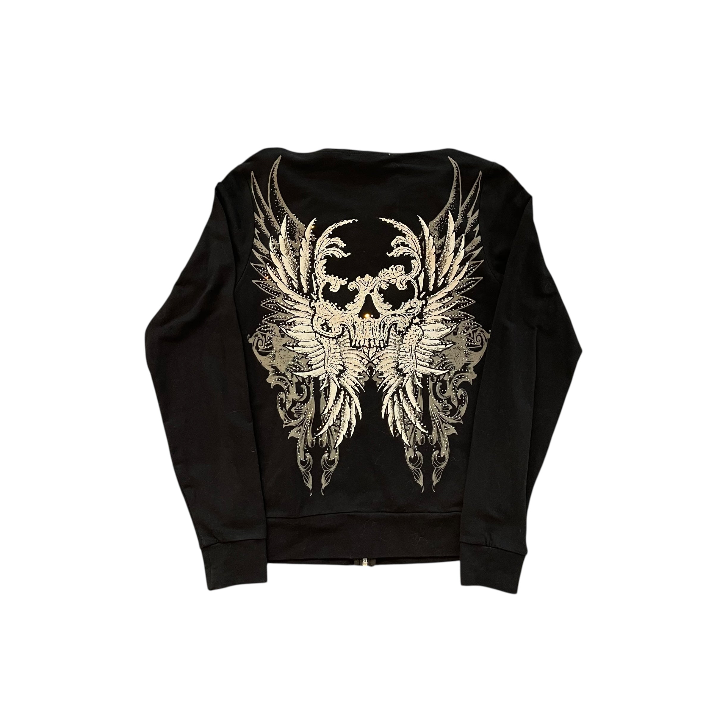 Y2k Los Angeles Bus Stop Bedazzled Skull Hoodie