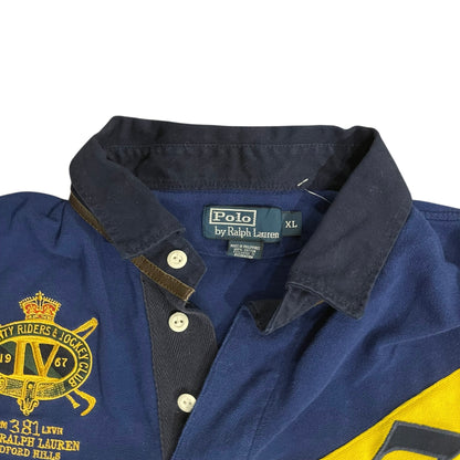Vintage Polo Ralph Lauren Blue and Yellow Color-Blocked Polo Shirt