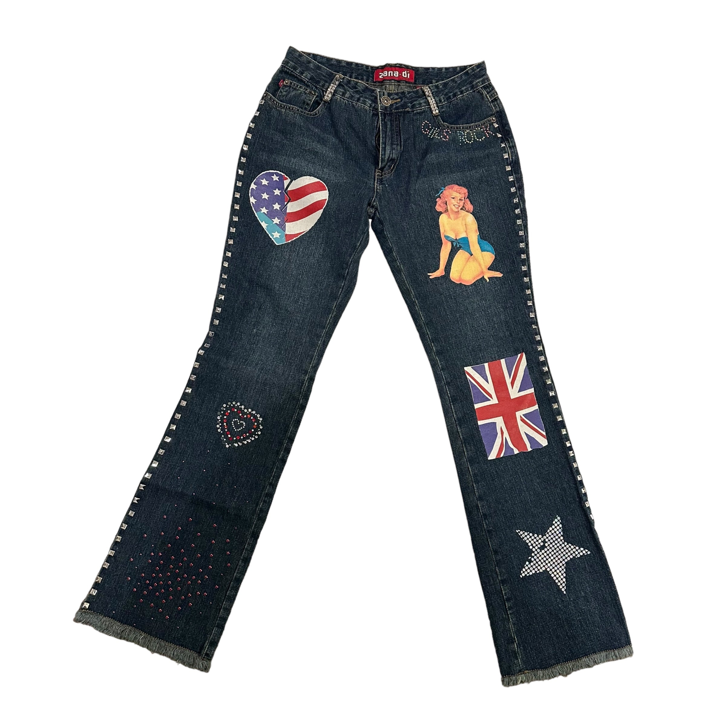 Y2k Zana Di Patchwork Flare Jeans