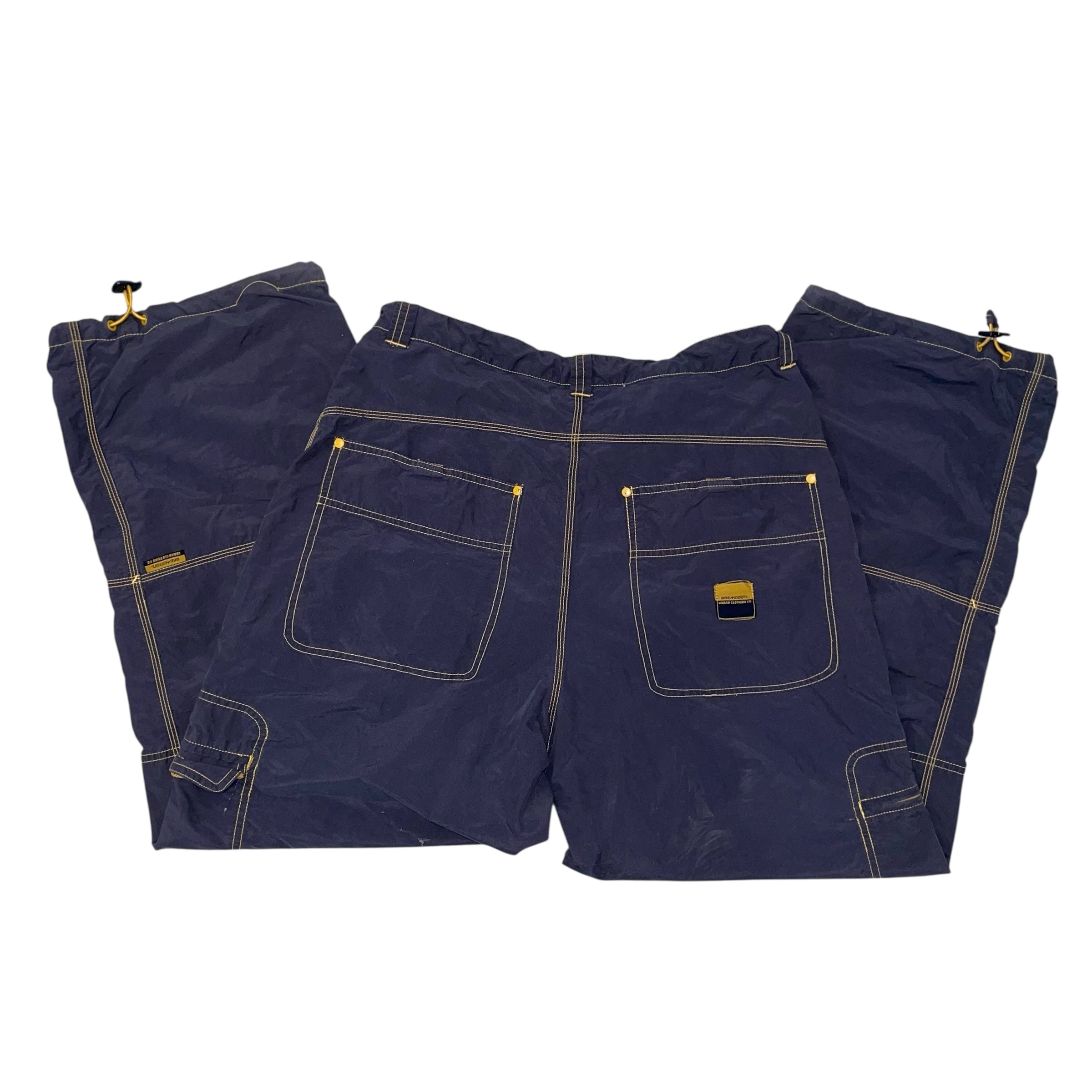 Vintage Y2K Breakdown Navy and Yellow Nylon Cargo Pants