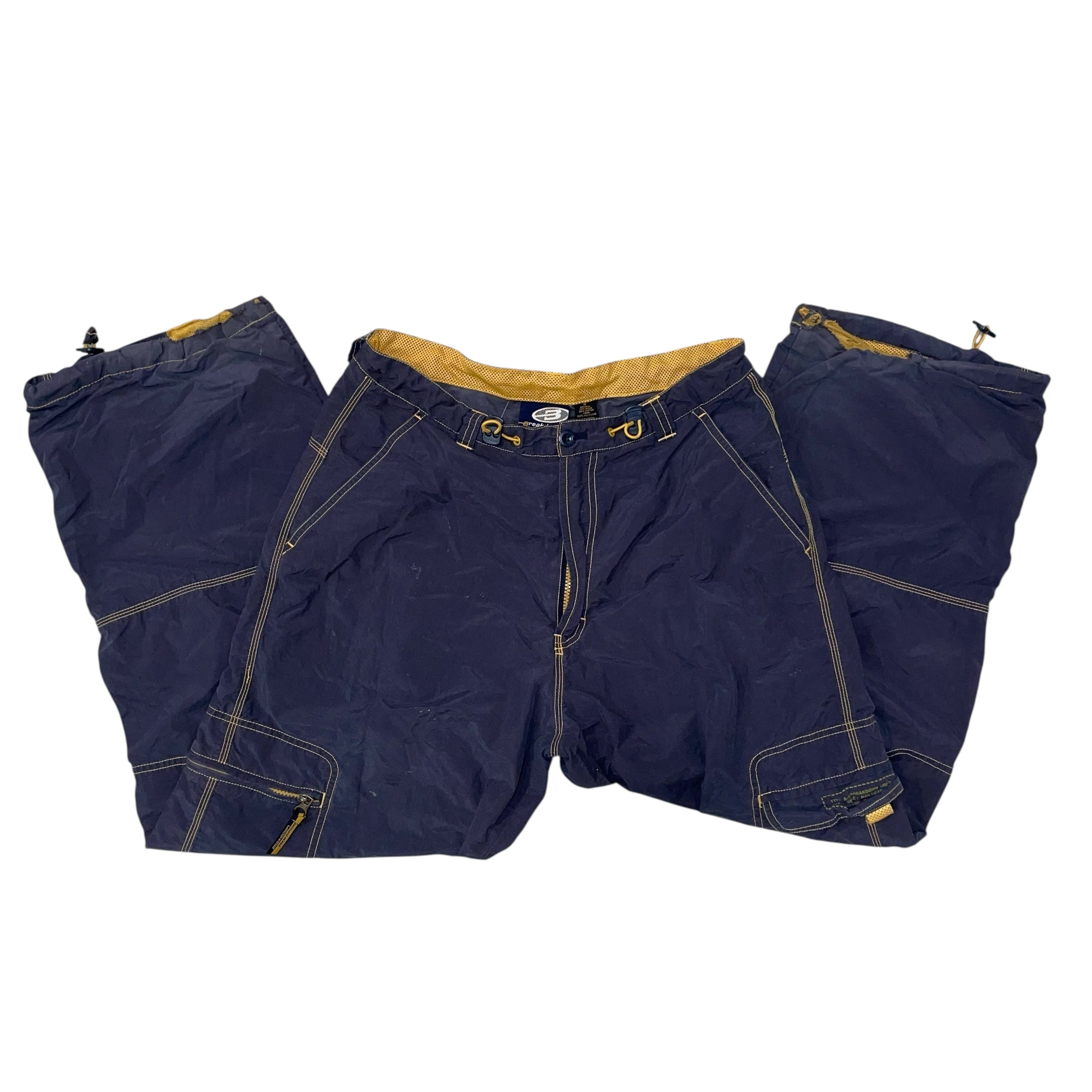 Vintage Y2K Breakdown Navy and Yellow Nylon Cargo Pants
