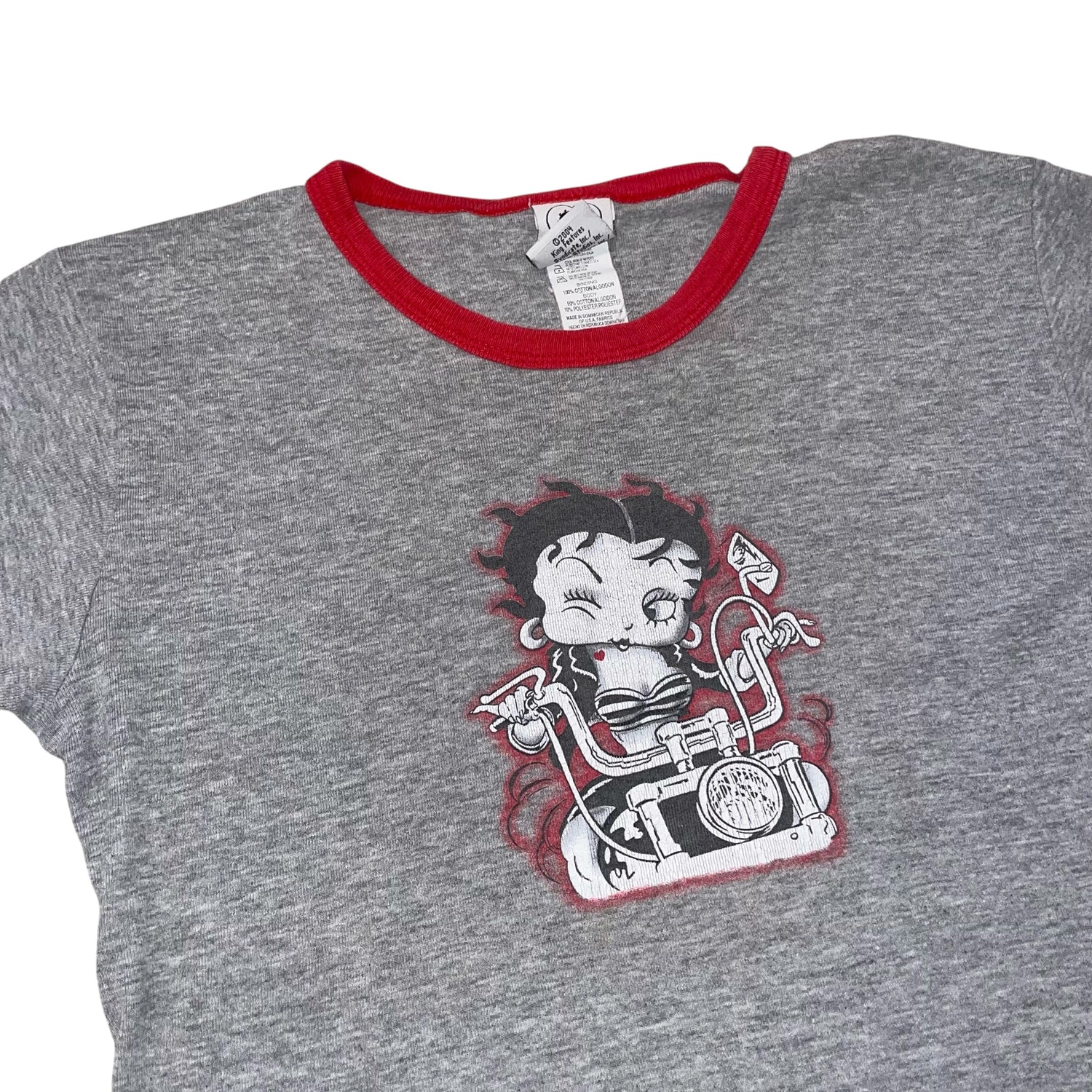 Vintage Y2K Femme Betty Boop Motorcycle Ringer Tee