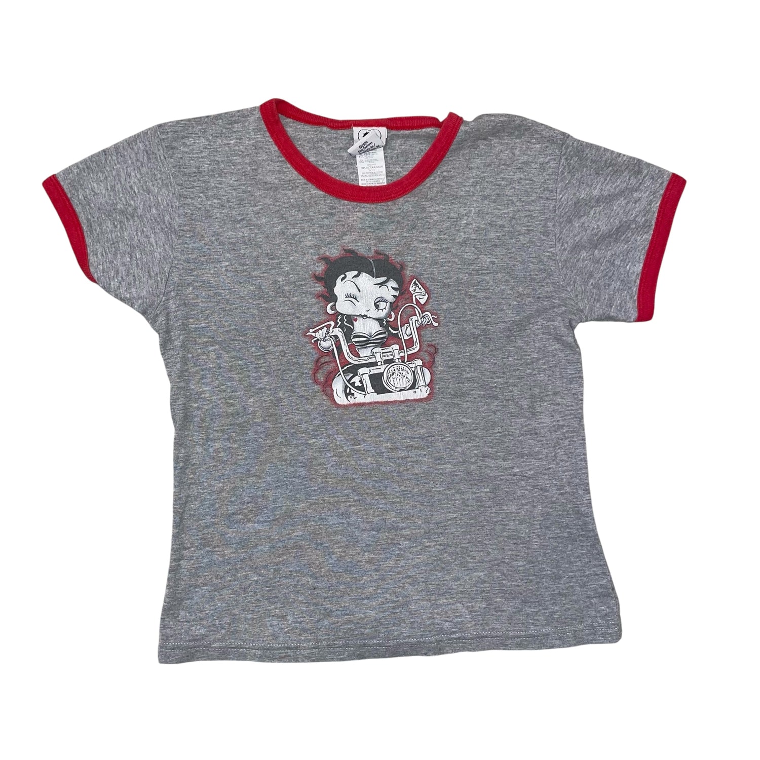 Vintage Y2K Femme Betty Boop Motorcycle Ringer Tee
