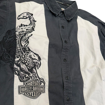 Vintage Harley Davidson Embroidered Eagle Bowling Shirt