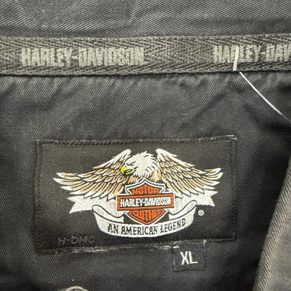 Vintage Harley Davidson Embroidered Eagle Bowling Shirt