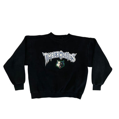 Vintage Minnesota Timberwolves Black Embroidered Sweatshirt