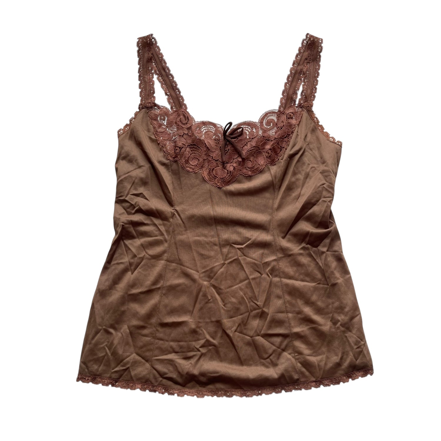 Vintage ILUSION Brown Lace Tank-Top