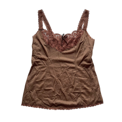 Vintage ILUSION Brown Lace Tank-Top
