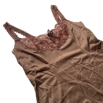 Vintage ILUSION Brown Lace Tank-Top