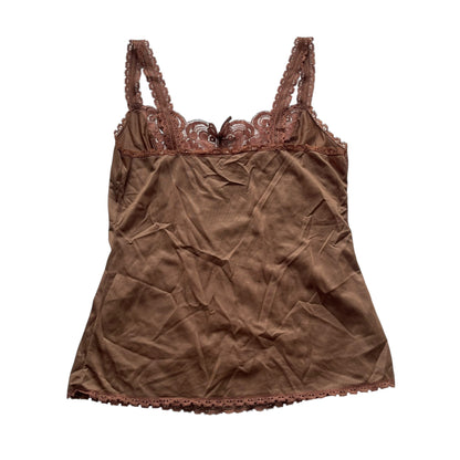 Vintage ILUSION Brown Lace Tank-Top