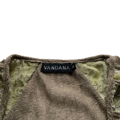 Vintage Y2K Vandana Green Flared Lace Blouse