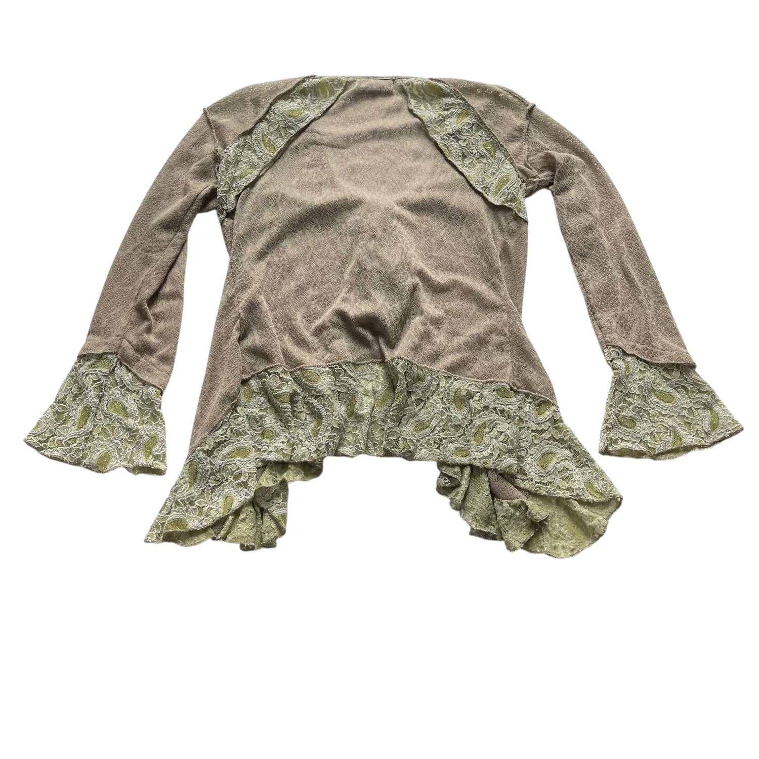 Vintage Y2K Vandana Green Flared Lace Blouse