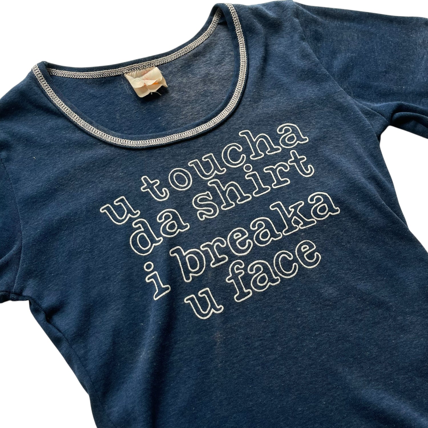 Vintage 80s Navy Ringer Graphic T-Shirt