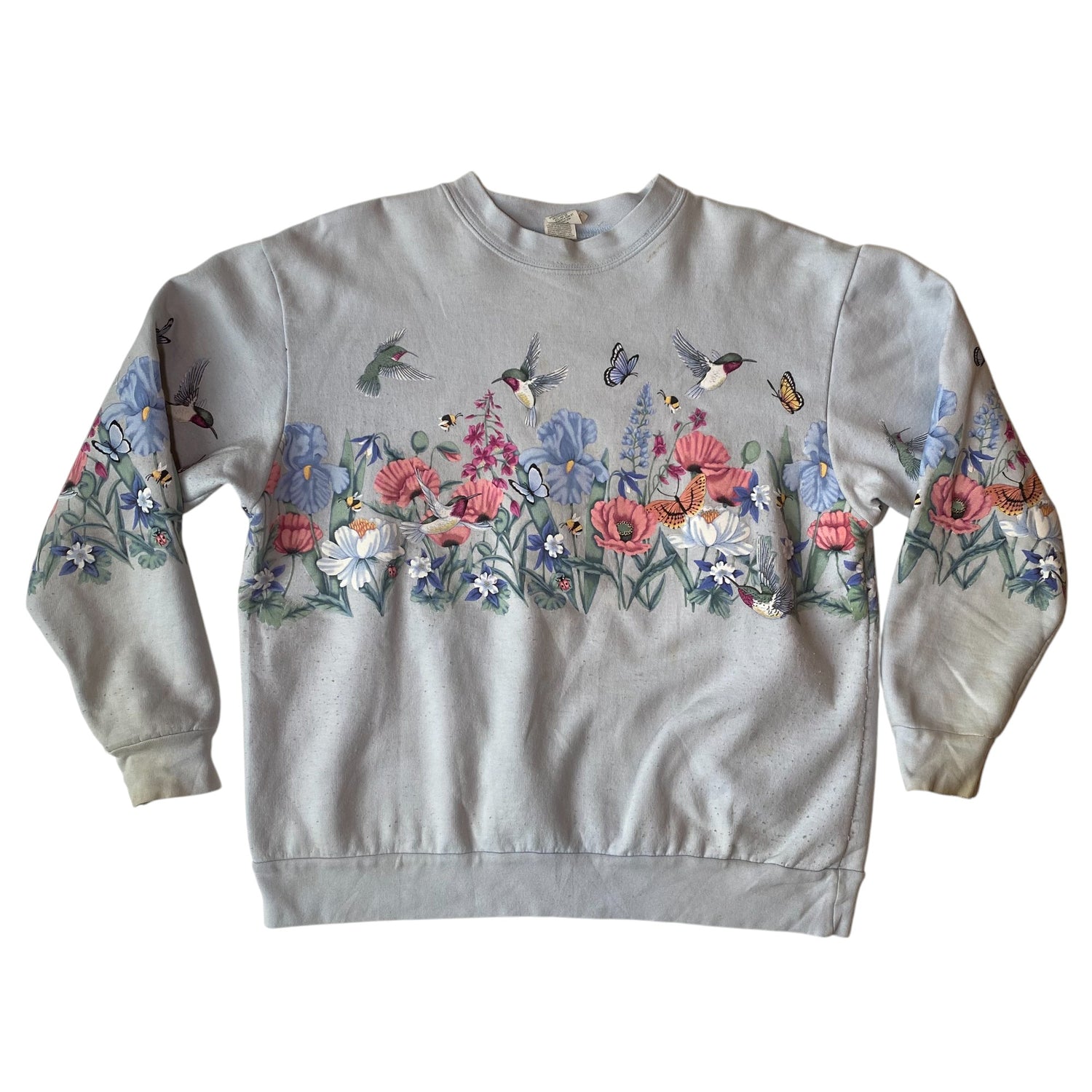 Vintage Nature Graphic Light Blue Crewneck
