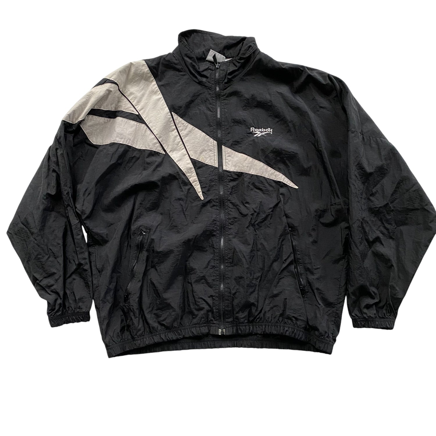 Vintage Reebok Black &amp; White Zip Up Windbreaker