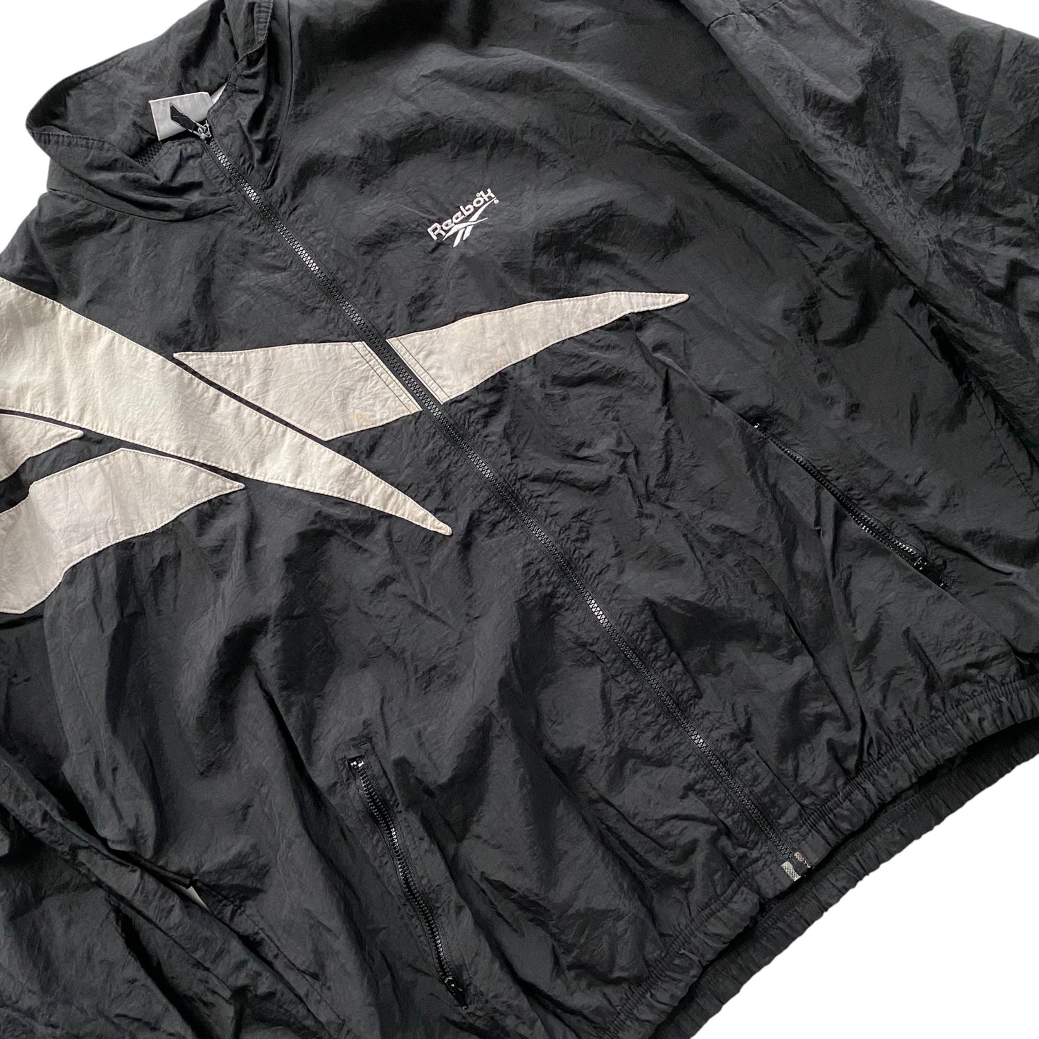 Vintage Reebok Black &amp; White Zip Up Windbreaker
