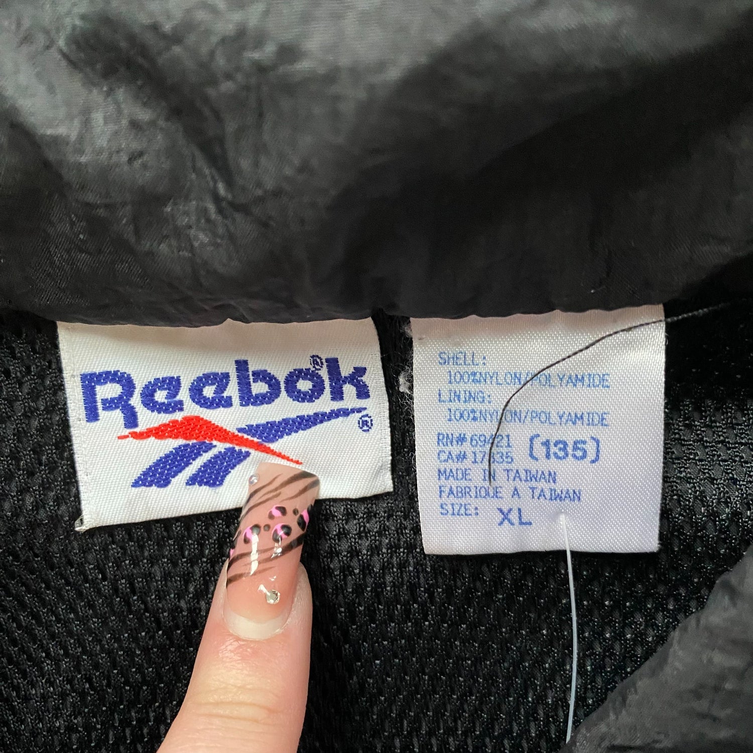 Vintage Reebok Black &amp; White Zip Up Windbreaker