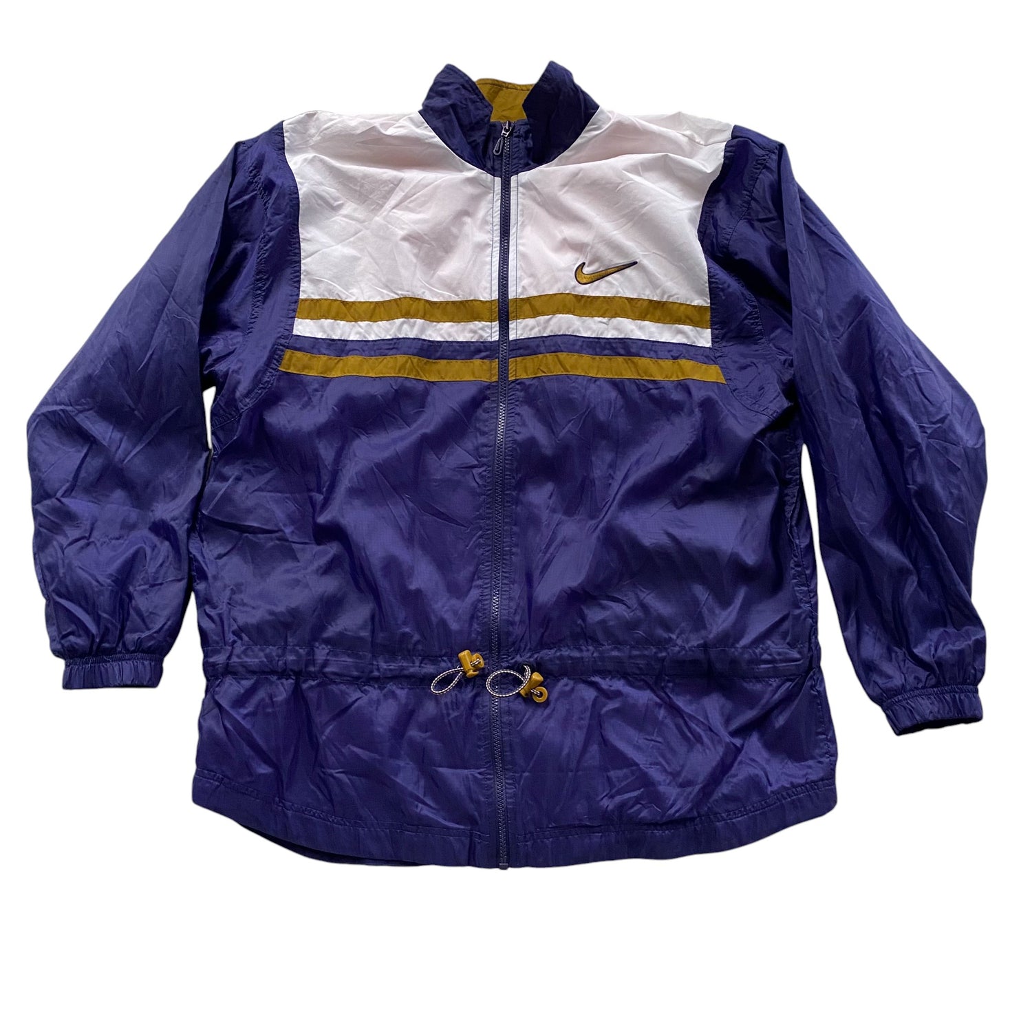 Vintage Nike Navy, White &amp; Gold Zip Up Windbreaker