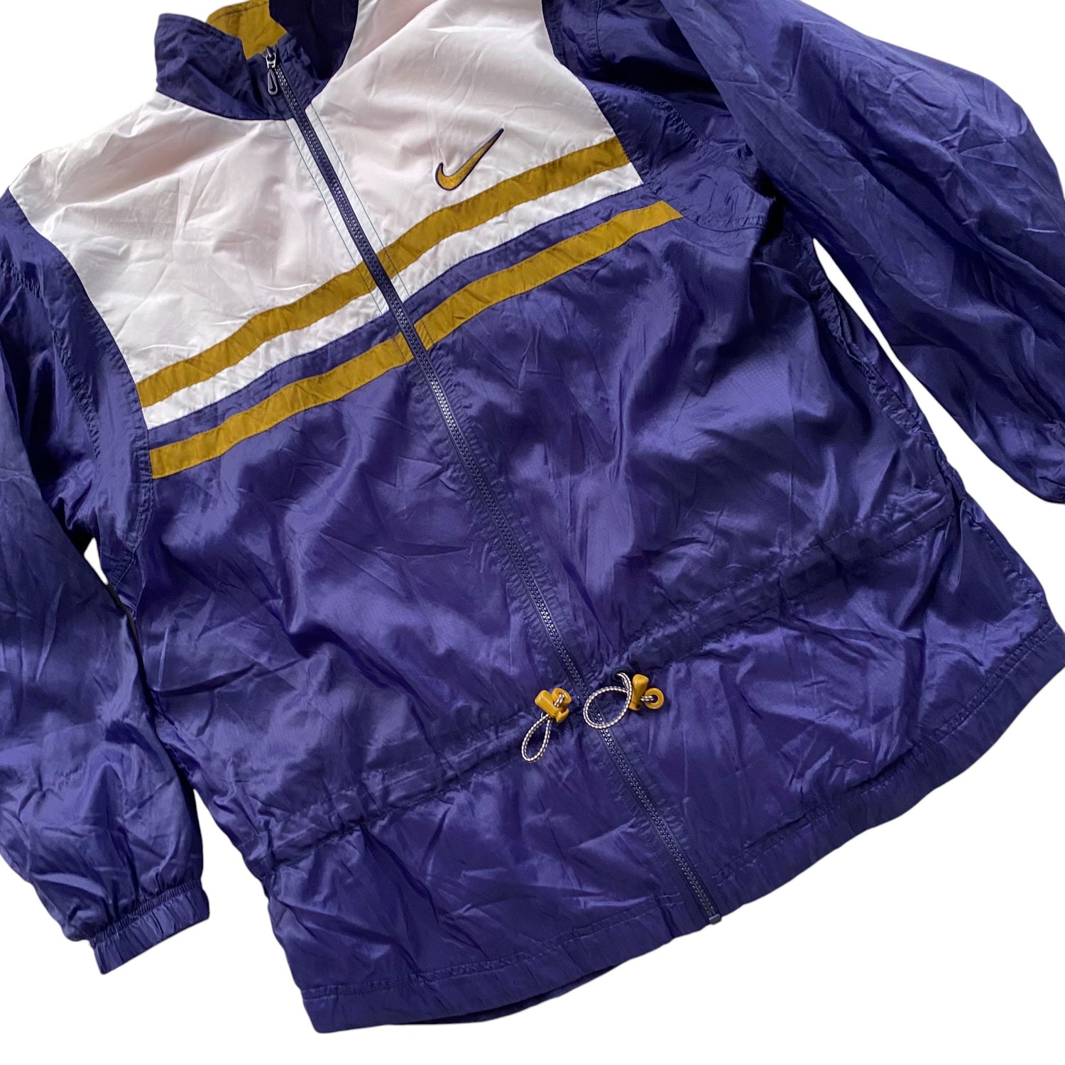 Vintage Nike Navy, White &amp; Gold Zip Up Windbreaker
