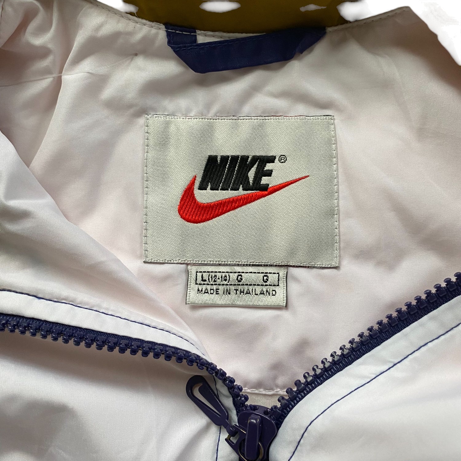 Vintage Nike Navy, White &amp; Gold Zip Up Windbreaker