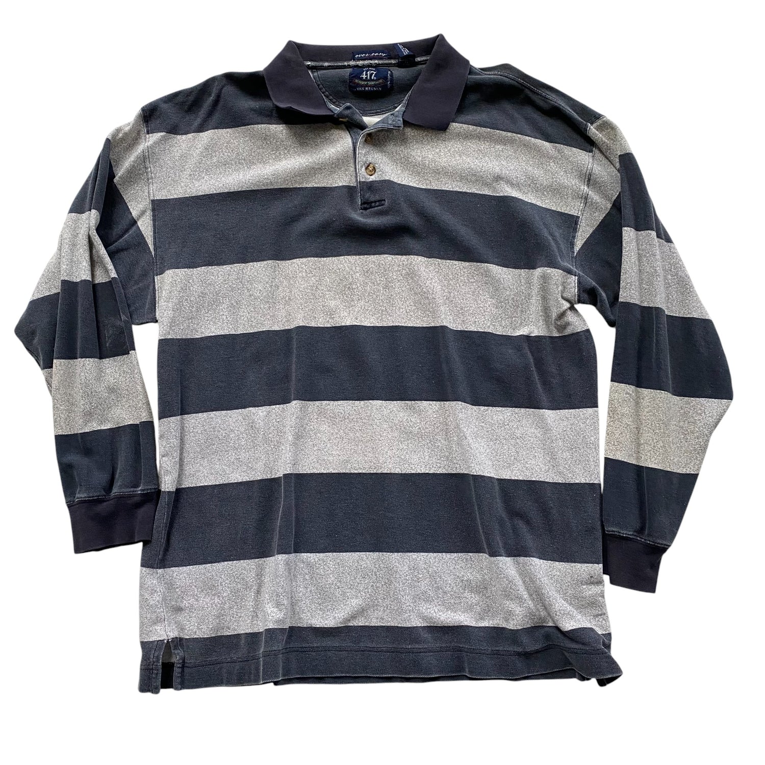 Vintage Van Heusen Striped Long Sleeve Polo Shirt