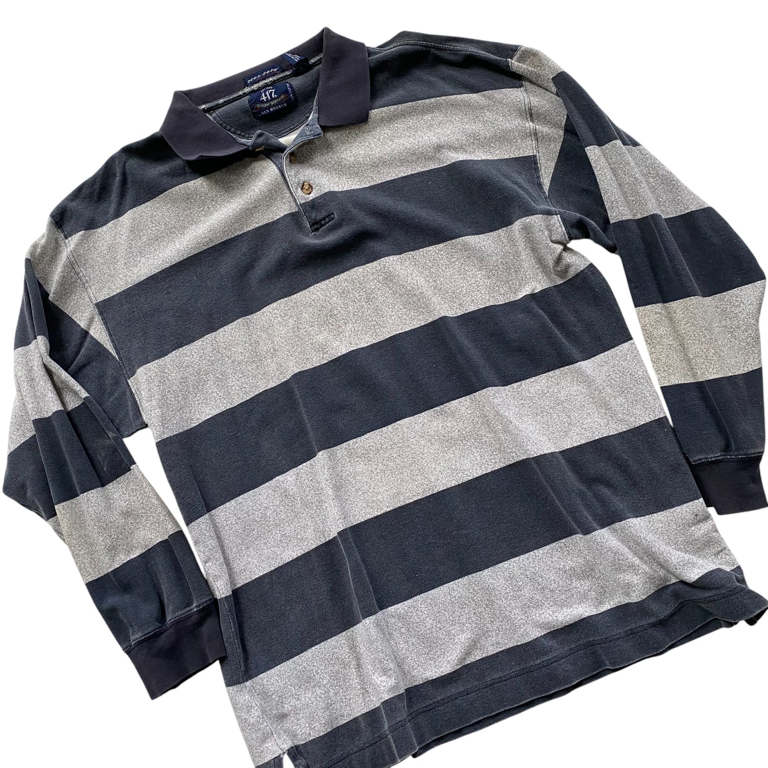 Vintage Van Heusen Striped Long Sleeve Polo Shirt