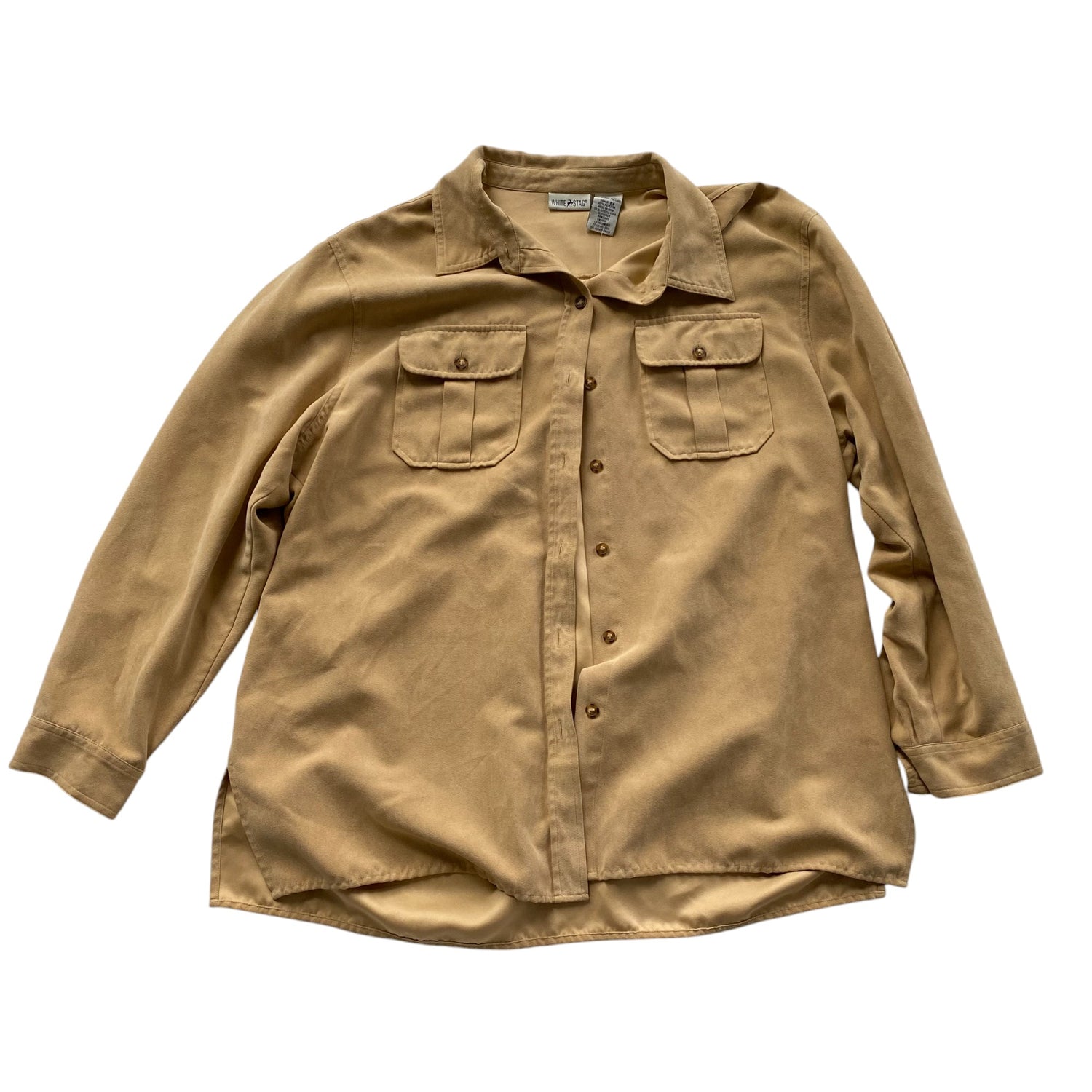 Vintage White Stag Suede Long Sleeve Button Up