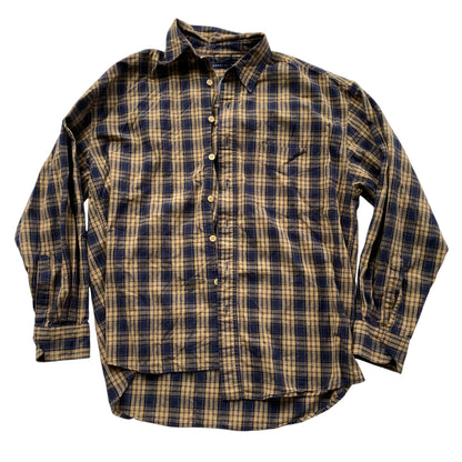 Vintage Blue &amp; Yellow Plaid Lightweight Button Up