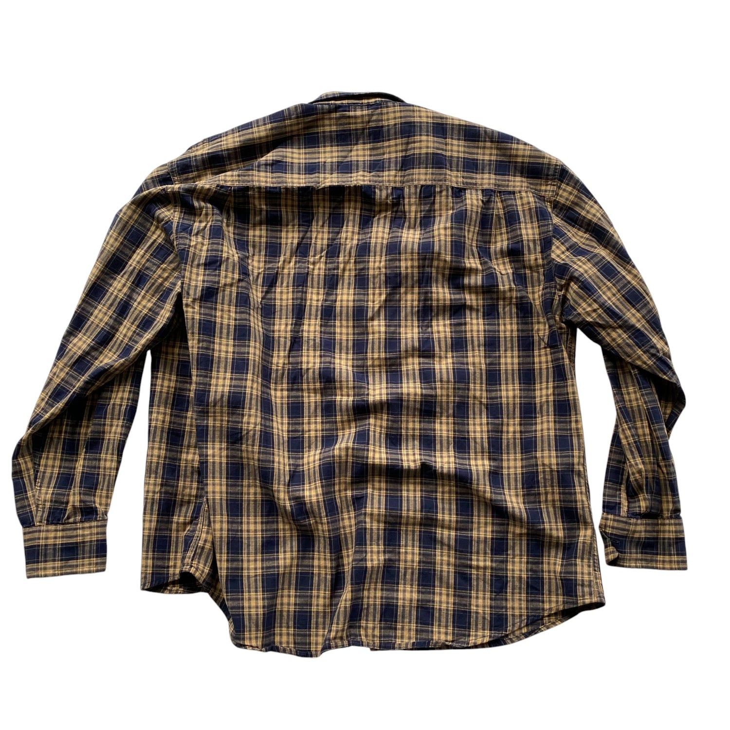 Vintage Blue &amp; Yellow Plaid Lightweight Button Up
