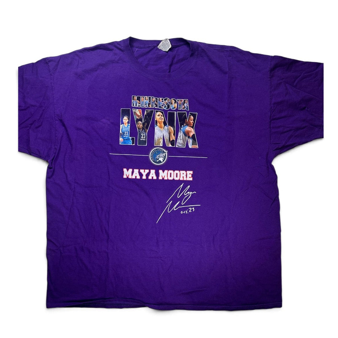Vintage Maya Moore Signed Graphic Lynx Purple T-Shirt