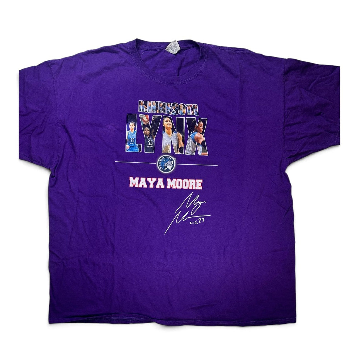 Vintage Maya Moore Signed Graphic Lynx Purple T-Shirt