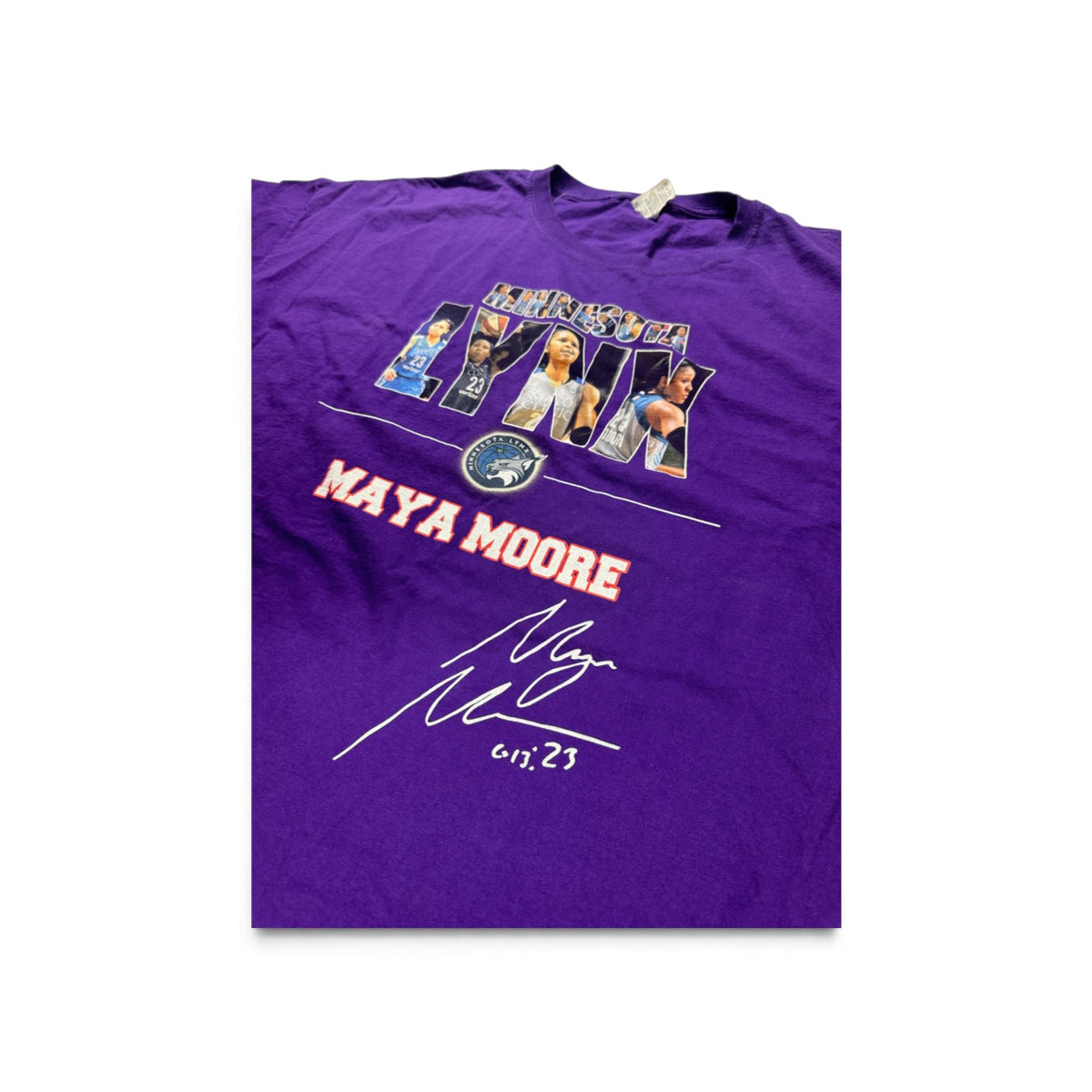 Vintage Maya Moore Signed Graphic Lynx Purple T-Shirt