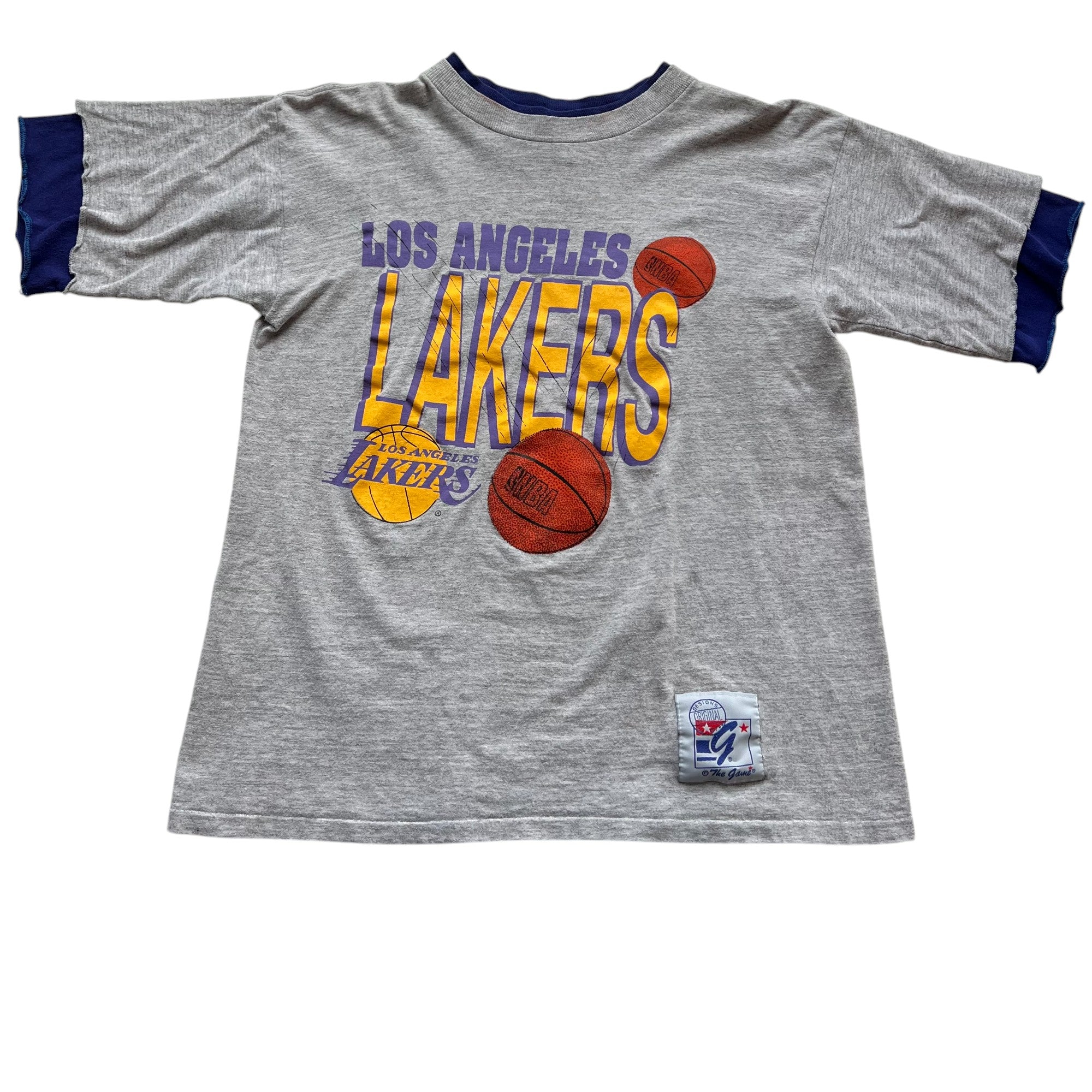 Vintage Lakers Double Layer Sleeve T-Shirt